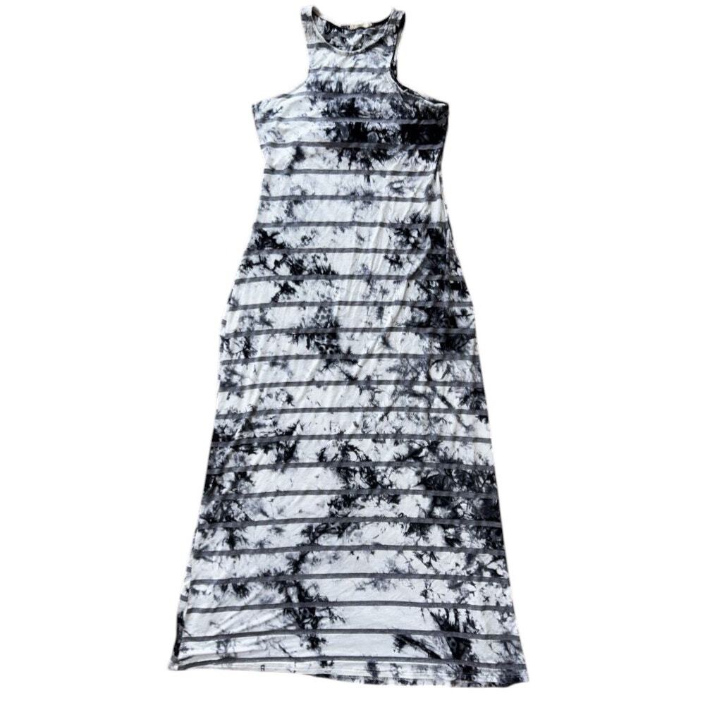 Rolla Coster Black & White Tie-Dye Maxi Tank Dress Large